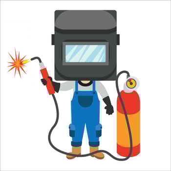 Cartoon Drawing Of A Welder vector