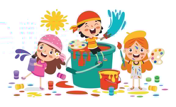 Funny Kid Coloring And Painting vector