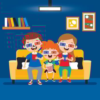 Cinema Concept With Cartoon Character vector