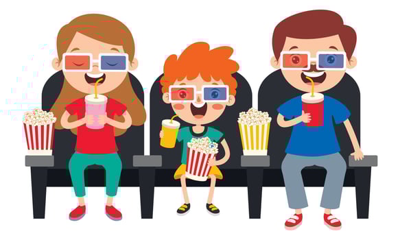 Cinema Concept With Cartoon Character vector