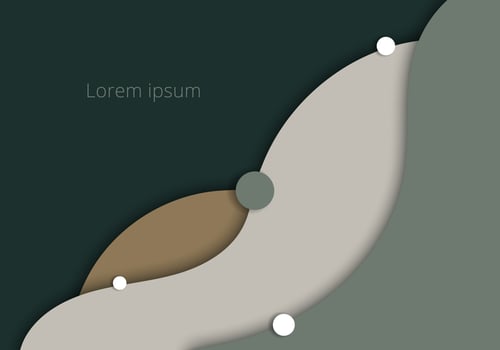 Abstract organic wave curved shape with circles elements on green background vector