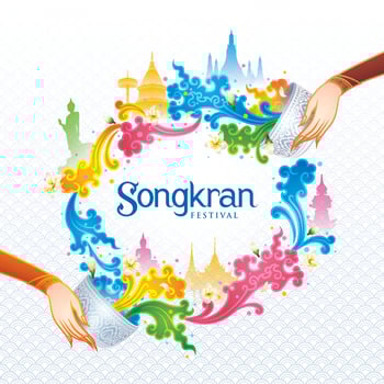 colorful Songkran Festival in Thailand Vector, Thai traditional vector