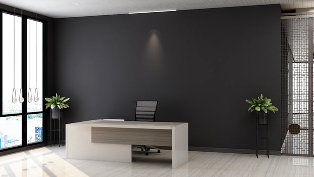 Exclusive modern office reception room in 3d rendering mockup photo