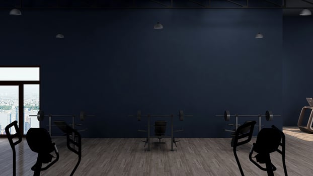 3d render - Modern minimalist of gym interior design concept mockup photo