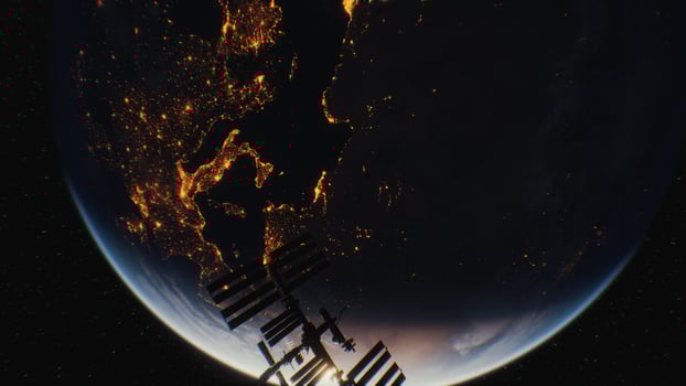 International Space Station in outer space over the planet Earth orbit photo