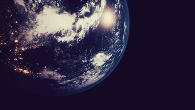 Sphere of nightly Earth planet in outer space photo