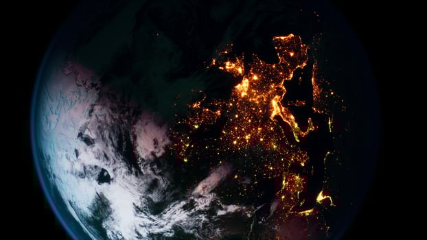 Beautiful space view of the Earth with cloud formation photo