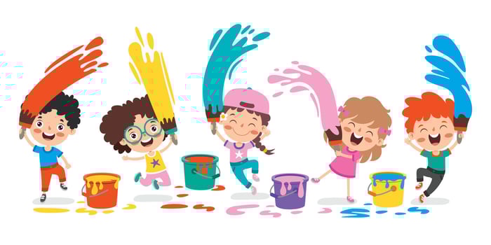 Funny Kid Coloring And Painting vector