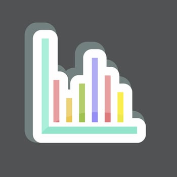 Column Chart Sticker in trendy isolated on black background vector