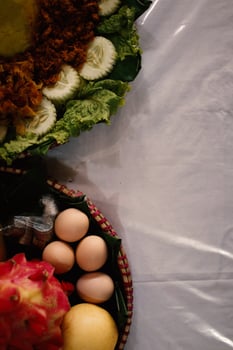 Colorful flat lay photo food wedding ceremony