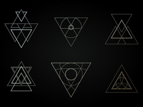 Geometric icons, signs, labels, vector