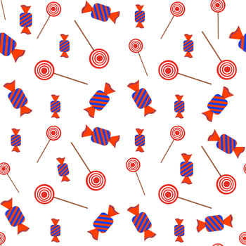 Vector seamless pattern in red tones on a white background. candies are printed on fabric, wrapping paper, or wallpaper.