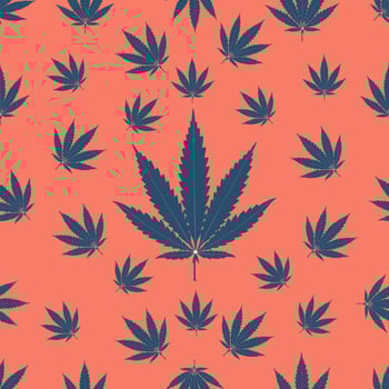 Blue cannabis leaf seamless pattern vector