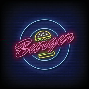 Burger Neon Signs Style Text Vector