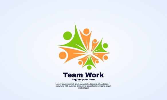 abstract creative team work logo design vector illustration blue color
