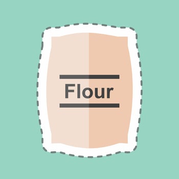 Flour bag Sticker in trendy line cut isolated on blue background vector
