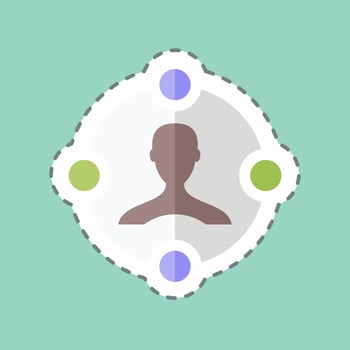 Social Media Campaign Sticker in trendy line cut isolated on blue background vector