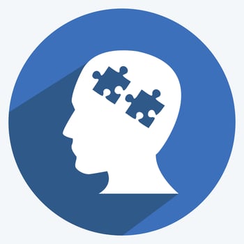 SEO Specialist Icon in trendy long shadow style isolated on soft blue background vector
