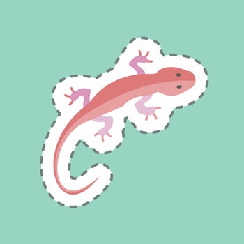 Pet Lizard Sticker in trendy line cut isolated on blue background vector