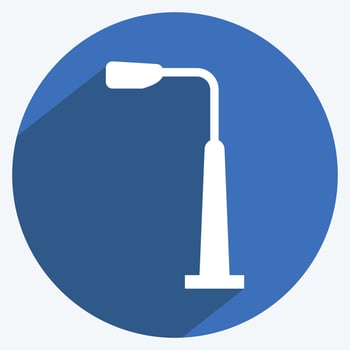Street Light Icon in trendy long shadow style isolated on soft blue background vector