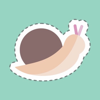 Pet Snail Sticker in trendy line cut isolated on blue background vector