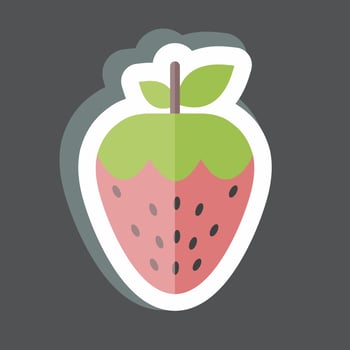 Strawberry Sticker in trendy isolated on black background vector