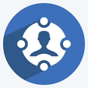 Social Media Campaign Icon in trendy long shadow style isolated on soft blue background vector