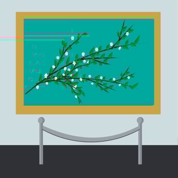 Bright picture in museum. Concept. vector