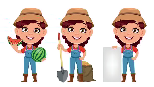 Farmer woman cartoon character vector