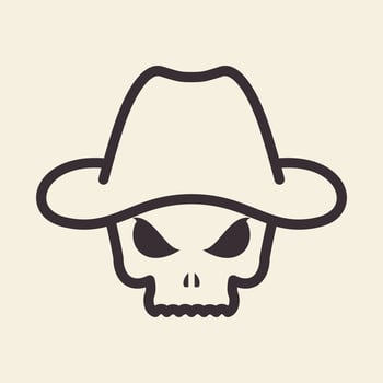 skull with cowboy hat vintage logo design vector graphic symbol icon sign illustration creative idea