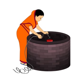 Indian woman working wearing Sharee vector