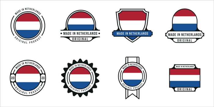 set of made in netherlands or holland logo outline vector illustration template icon graphic design. bundle collection of flag country with various badge and typography