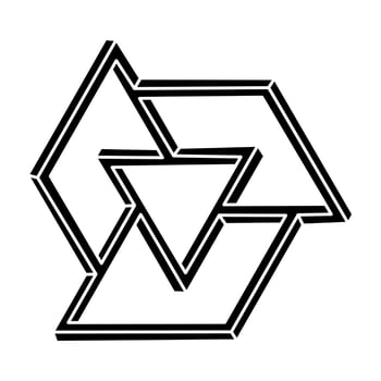 Optical illusion shape. Impossible object. Optical art figure. Sacred geometry. vector
