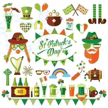 Set of St. Patricks day in green and orange vector