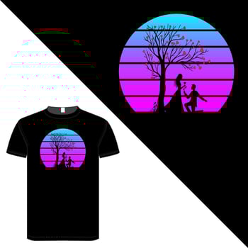 Black Color T-Shirt Design about silhouette and mountain vector