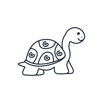 turtle or tortoise line smile  cute cartoon  logo icon illustration vector