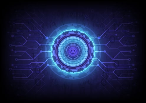 Futuristic Sci-Fi glowing HUD user. Digital infographic frame. Abstract hologram hi-tech background. Virtual reality technology electric innovation. Engineering of data science vector