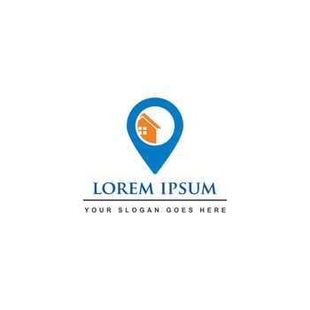 pin home logo , house location logo vector