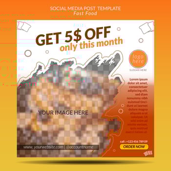 Fast Food - Social Media Post Template with orange background vector