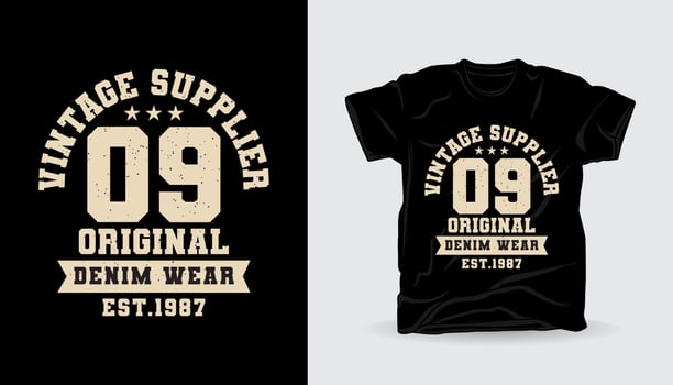 Vintage supplier zero nine varsity typography t-shirt print design vector