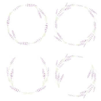 watercolor lavender wreath collection illustration vector