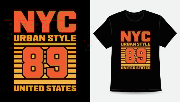 New york city urban style eighty nine modern typography t-shirt design vector