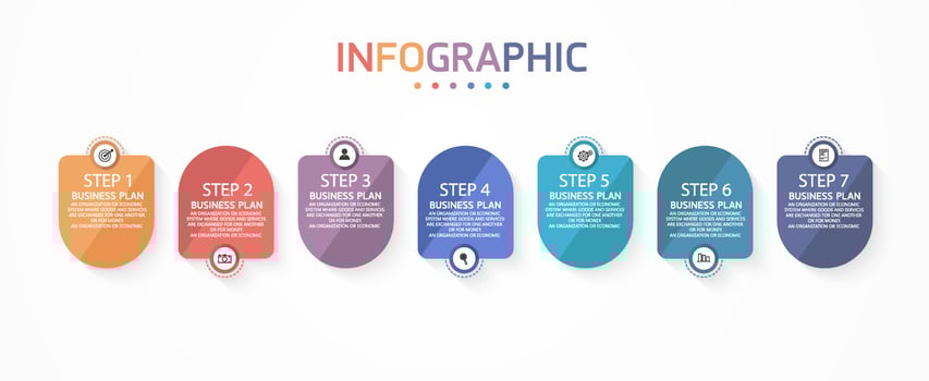vector infographic label template with icon options or steps infographics for business ideas presentations It can be used for information graphics, presentations, websites, banners, print media.