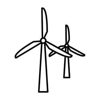 Wind turbines icon. Wind power plant. Alternative energy industry. Renewable and clean energy. Electricity generation vector