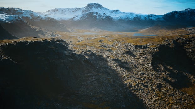 mountains with snow and dry hills in Chile photo