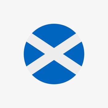 Round Scottish flag vector icon isolated on white background. The flag of Scotland in a circle.