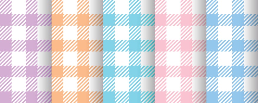 Gingham pattern set textured. vector illustration