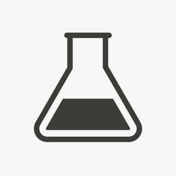 Chemical flask vector icon isolated on white background. Test tube pictogram.