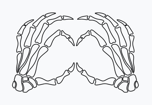 Skeleton hand showing heart shape. vector