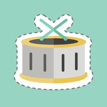 Drums Sticker in trendy line cut isolated on blue background vector